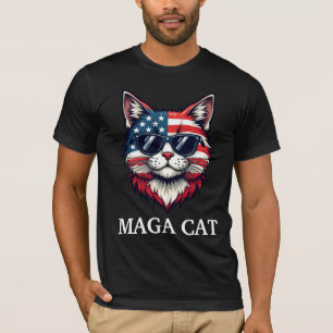 MAGA Cat President Trump American Flagga Patriotic T Shirt