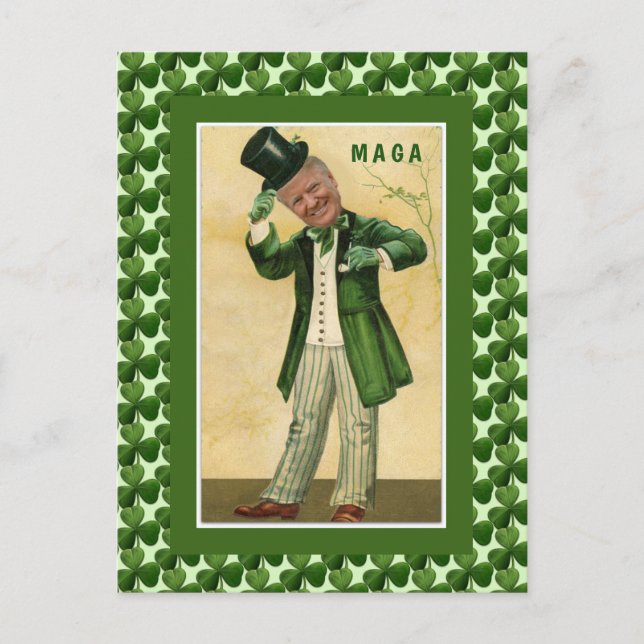MAGA Donald Trump St. Patrick's Day Shamrocks Vykort (Framsida)