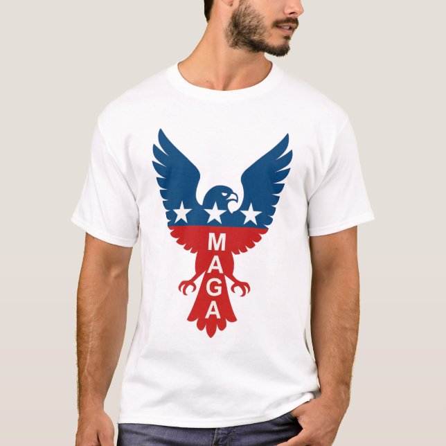MAGA Hawk Patriotic Emblem T Shirt (Framsida)