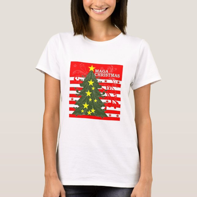 MAGA jul Patriotic T Shirt (Framsida)