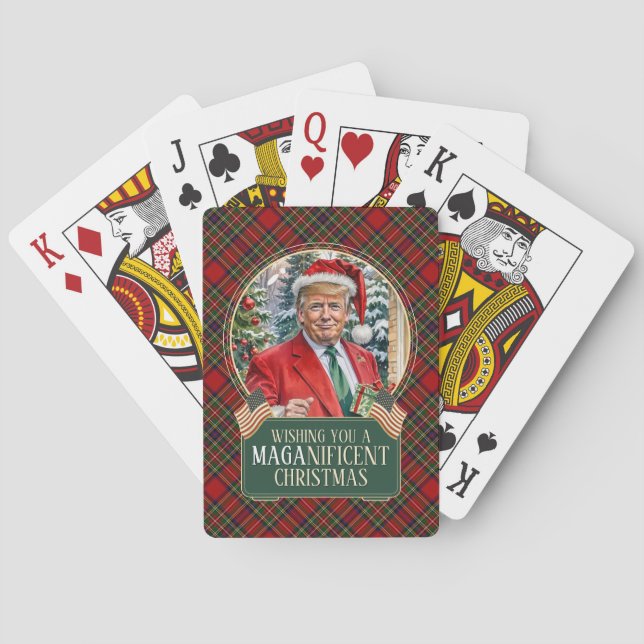 MAGA Juli Tartan Play Santa Trump Rectangle Casinokort (Baksidan)