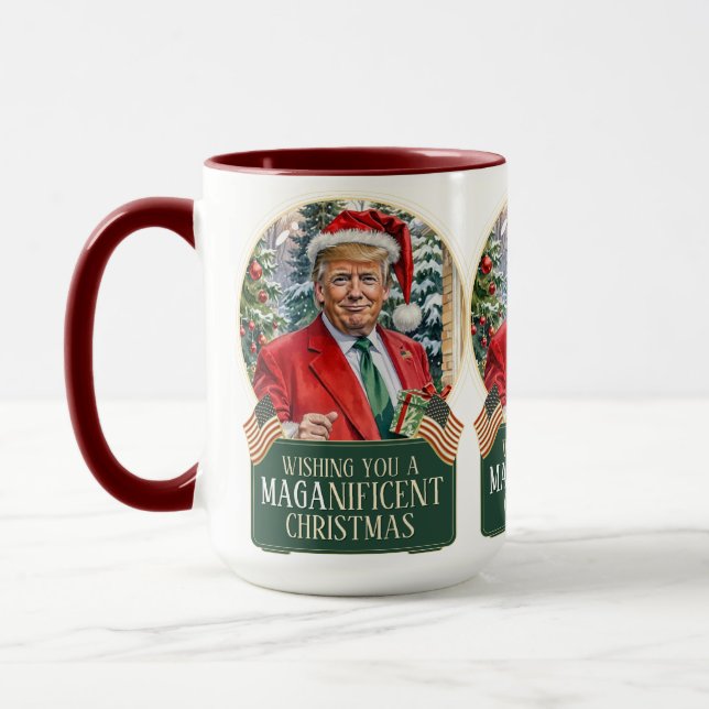 MAGA Jultrumpen Santa Snö Globe Large Mugg (Vänster)