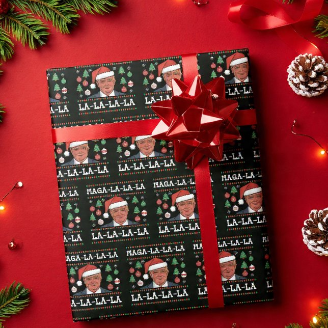 Maga La La La Funny Trump Ugly Christmas Presentpapper (Skapare uppladdad)