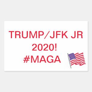 MAGA! OMRÖSTNING FÖR TRUMP/JFK JR 2020! REKTANGULÄRT KLISTERMÄRKE