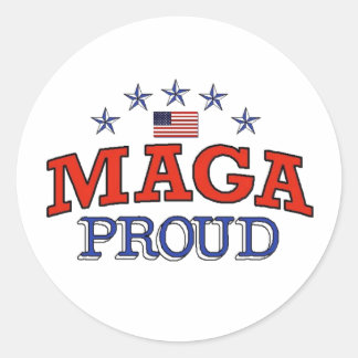 MAGA Proud Round Sticker Runt Klistermärke