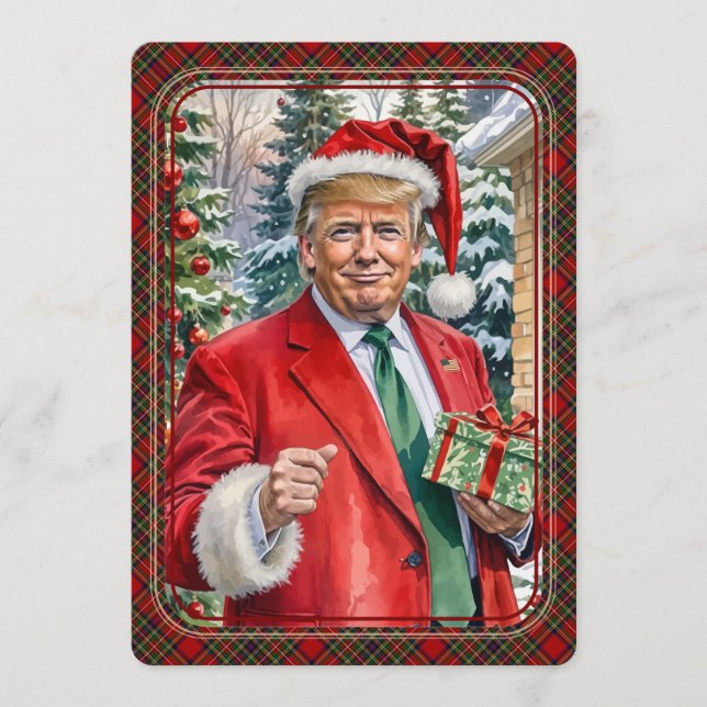 MAGA Santa Trump Maganificent jul Tartan Julkort (Framsida)
