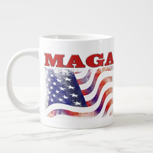 MAGA stars och stripes halv text Jumbo Mugg (Vänster)