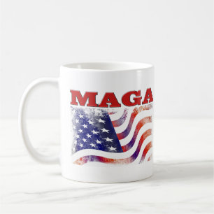 MAGA stars och stripes halv text Kaffemugg