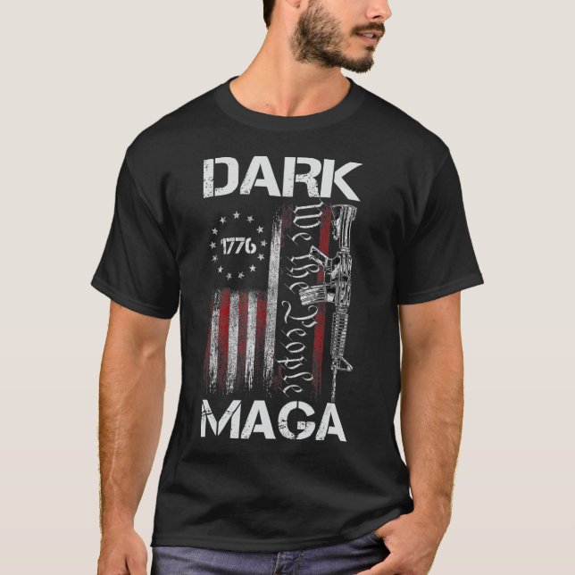 MAGA-SUPPORTTRUMP FÖR ANTI-BIDEN MÖRK T SHIRT (Framsida)