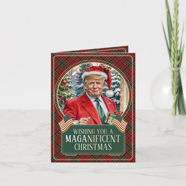 MAGA Tomte Trump MAGAnifik jul vikbar Helgkort (Framsida)