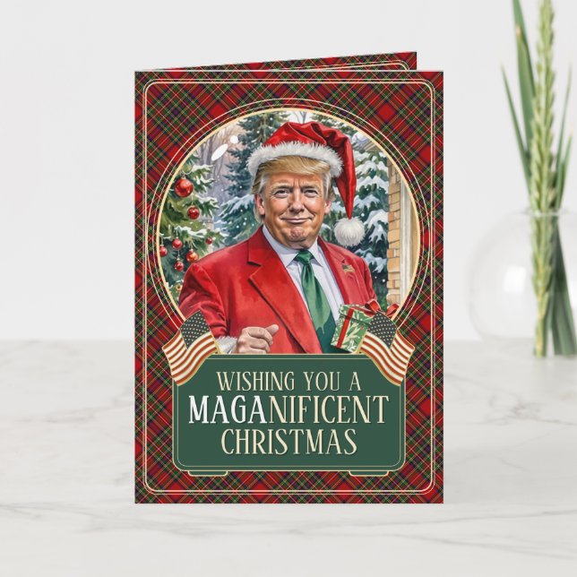 MAGA Tomte Trump MAGAnifik jul vikbar Helgkort (Framsida)