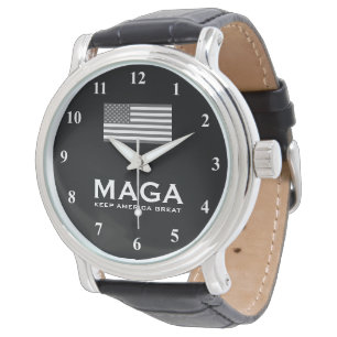 MAGA Trump-klocka med amerikansk flagga och svart Armbandsur