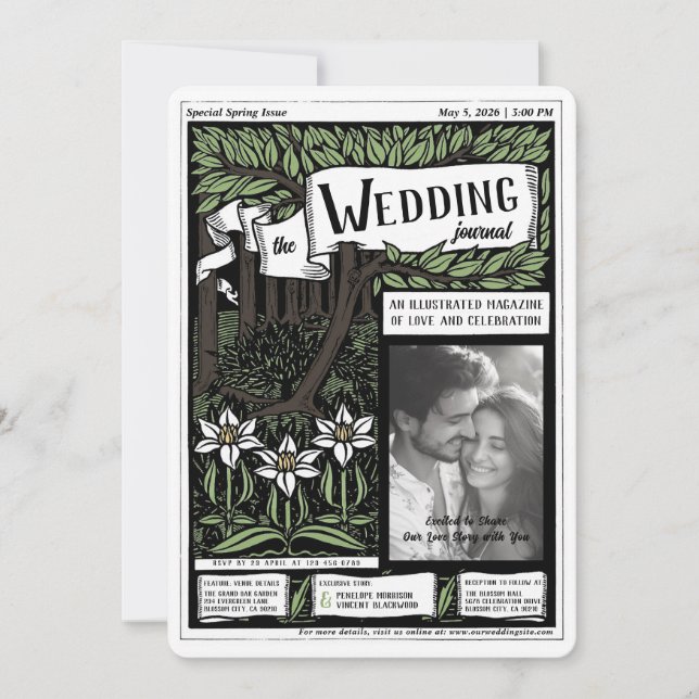 magasin Cover Art nouveau Bröllop Inbjudningar (Framsida)