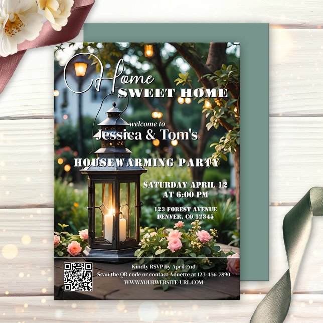 Magasin Omslag Husvärmningsfest Inbjudningar (Housewarming party invitation in magazine cover style with your custom photo and a QR code template)