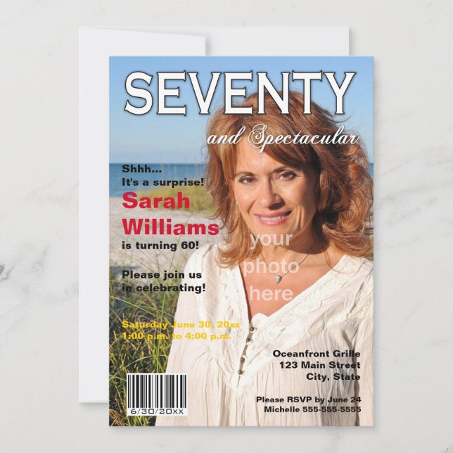 Magasinomslag 70 Födelsedagsfest inbjudan (Framsida)