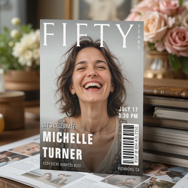 Magasinomslag, foto 50:e Födelsedagsfesten Inbjudningar (Magazine Cover Photo 50th Birthday Party Invitation
)