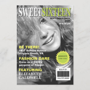Magasinskydd Foto Sweet sixteen födelsedag Inbjuda Inbjudningar