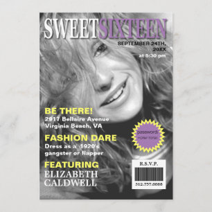 Magasinskydd Foto Sweet sixteen födelsedag Inbjuda Inbjudningar