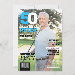 Magazine 50 Manar Golf 50 Golfer Birthday Inbjudningar