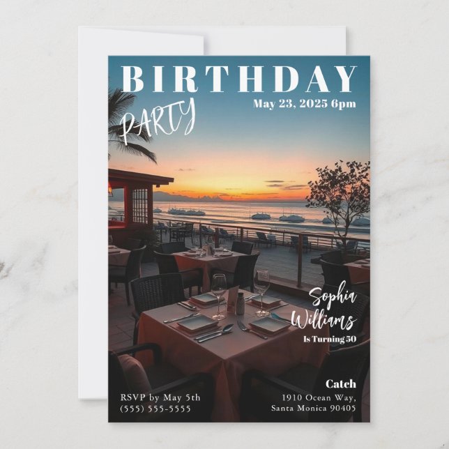 Magazine Cover Beach Birthday Inbjudningar (Framsida)