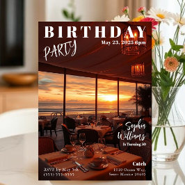 Magazine Cover Beach Birthday Inbjudningar