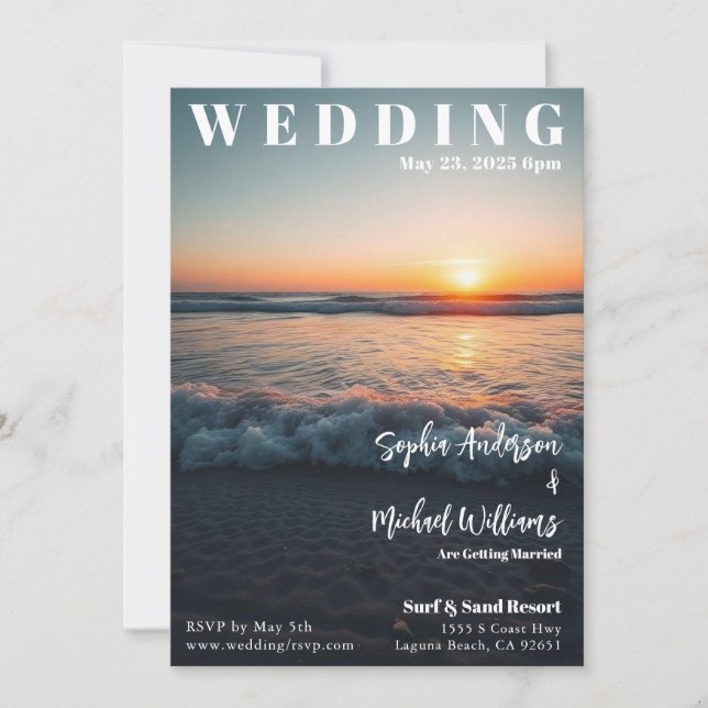 Magazine Cover Beach Birthday Inbjudningar (Framsida)