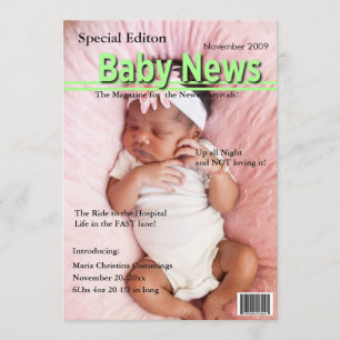 Magazine Cover Birth Notice (Grönt) Meddelande