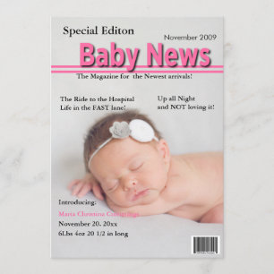 Magazine Cover Birth Notice (Rosa) Meddelande