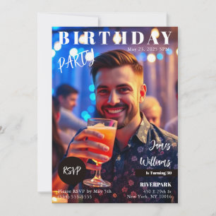 Magazine Cover Birthday Inbjudningar