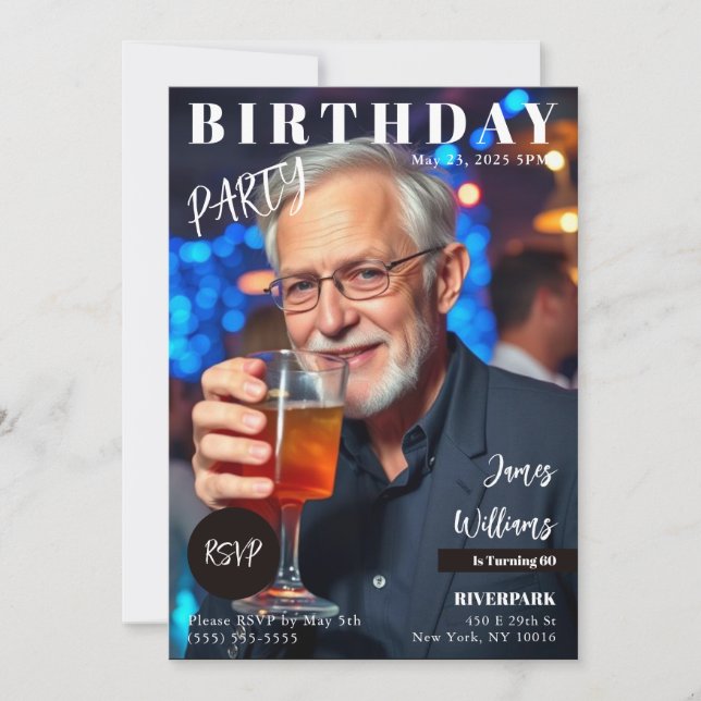 Magazine Cover Birthday Inbjudningar (Framsida)