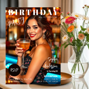 Magazine Cover Birthday Inbjudningar