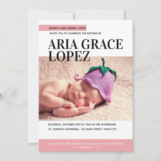 Magazine Cover Flicka Baptism Inbjudningar (Framsida)