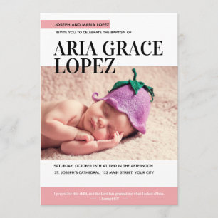 Magazine Cover Flicka Baptism Inbjudningar