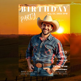 Magazine Cover Land Birthday Inbjudningar