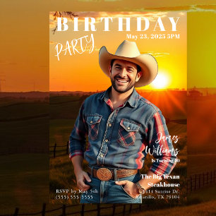 Magazine Cover Land Birthday Inbjudningar