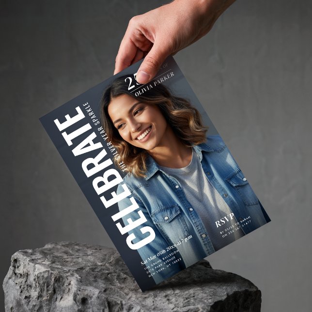 Magazine Cover Photo Milestone 25th Birthday Party Inbjudningar (Skapare uppladdad)