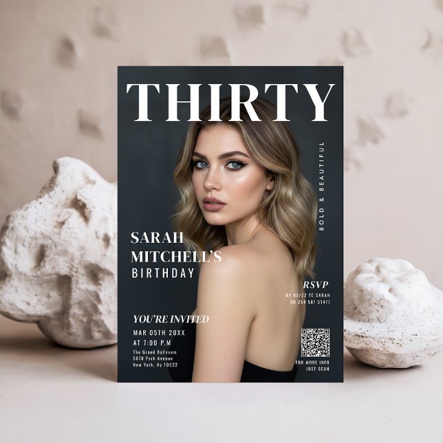 Magazine Cover Photo RSVP 30th Birthday Party Inbjudningar (Skapare uppladdad)