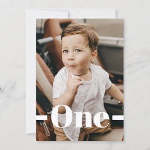 Magazine Cover Stil Black Photo Boy 1st Birthday Inbjudningar