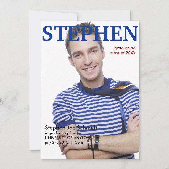 Magazine Cover Studenten-meddelande Inbjudningar (Framsida)