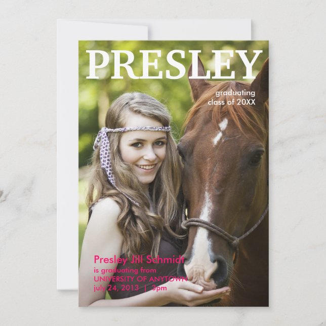 Magazine Cover Studenten-meddelande Inbjudningar (Framsida)