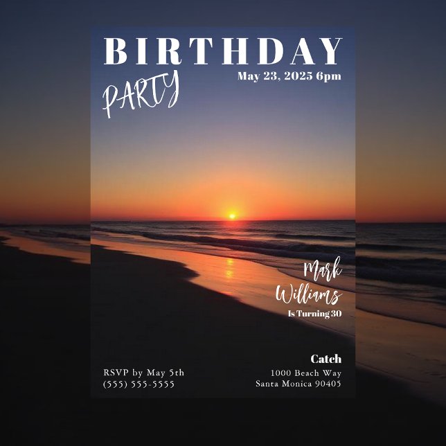 Magazine Cover Sunset Beach Birthday Inbjudningar (Magazine Cover Sunset Beach Birthday Invitation
)