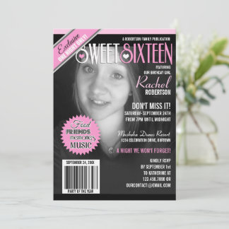 Magazine Cover Sweet 16-parts inbjudan