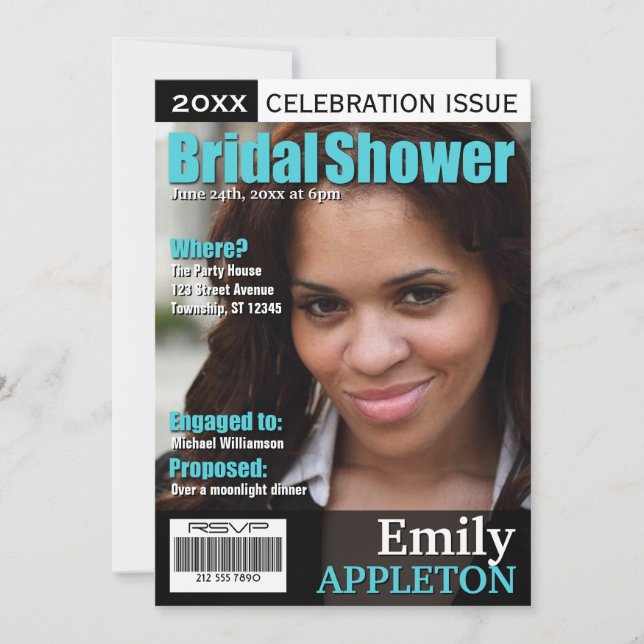 Magazine Cover Turcos Inbjudningskort för möhippa (Framsida)