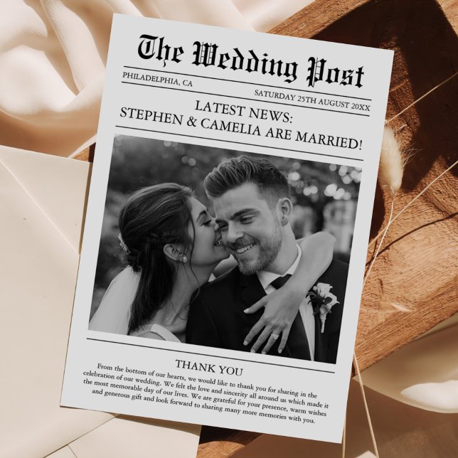 Magazine Editorial Newspaper Bröllop Photo Tack Kort (Skapare uppladdad)