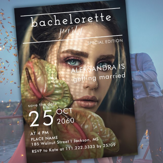 Magazine Editorial Newspaper Photo Bachelorette Inbjudningar (Skapare uppladdad)