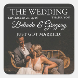 Magazine Editorial Newspaper Photos Bröllop Fyrkantigt Klistermärke