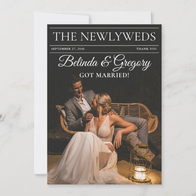 Magazine Editorial Newspaper Photos Bröllop Tack Kort (Framsida)