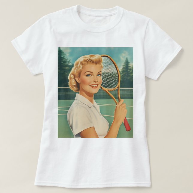 Magazine Illustration Tennis Woman 1950-talet T Shirt (Design framsida)