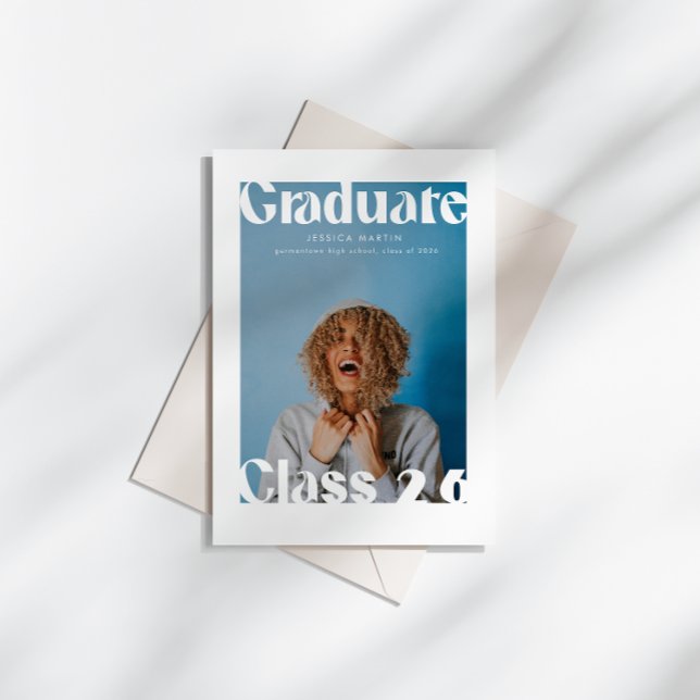 Magazine Inspired Cover Bold Grad Announcement Inbjudningar (Skapare uppladdad)