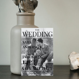 Magazine Unique Newspaper Bröllop spara datum Inbjudningar